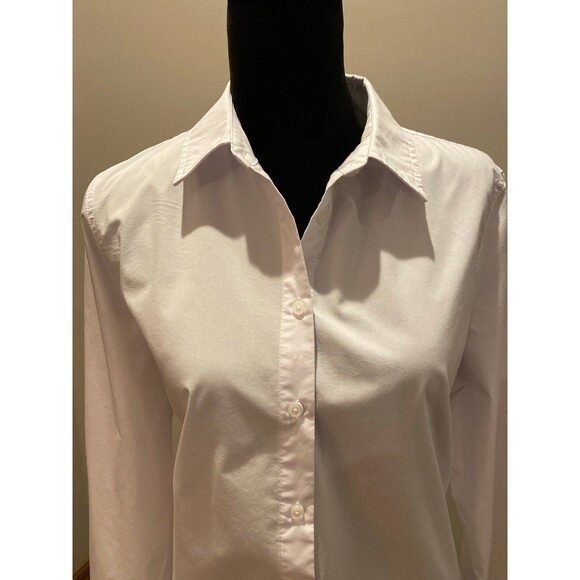 Time and Tru  Womens Blouse Size Large Top Classic White  Fitted Button Down - Picture 2 of 11